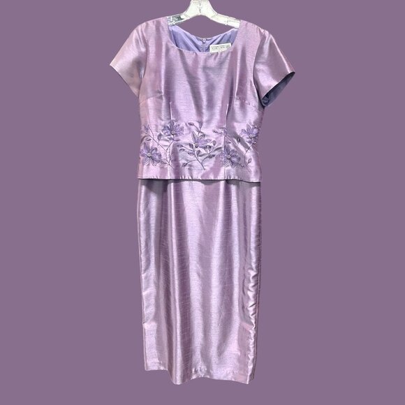Jessica Howard Petite Lavender Embroidered Two-Piece Dress Set Size 10 - Picture 1 of 6